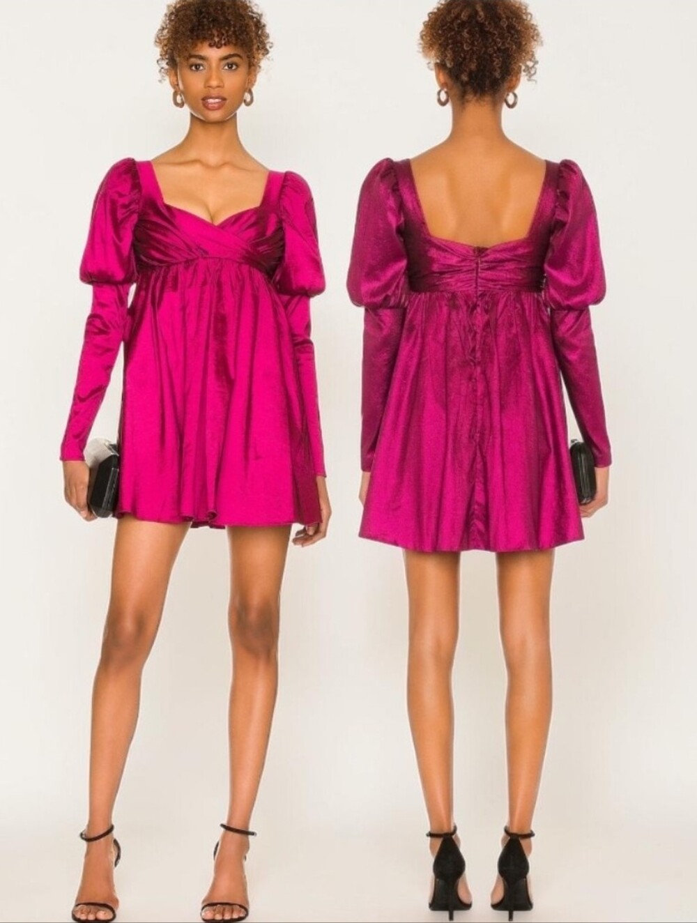 LOVERS + FRIENDS Fraya Raspberry Taffeta Babydoll - Size M